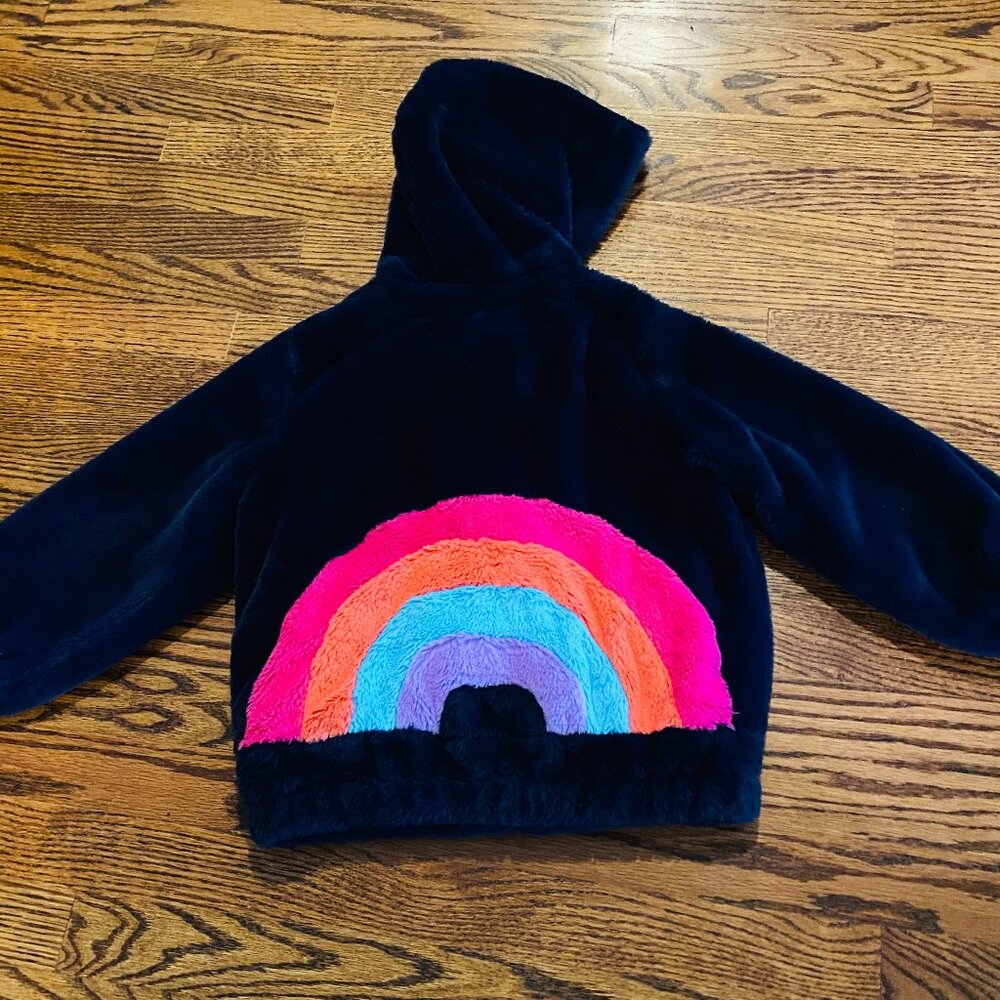 Faux Fur Rainbow Bomber Jacket (Size 6)